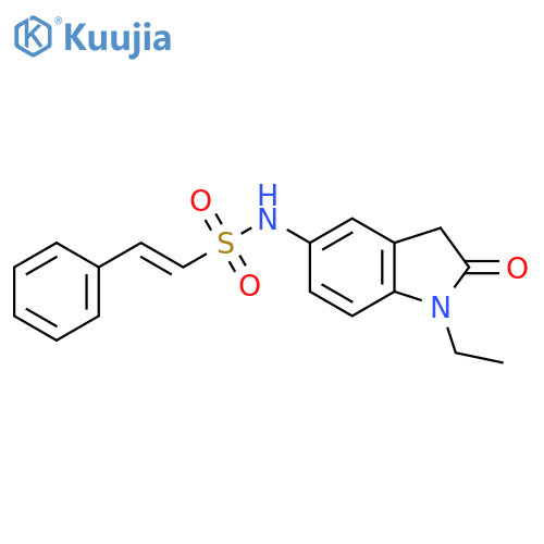 (E)-N-(1-ethyl-2-oxo-2,3-dihydro-1H-indol-5-yl)-2-phenylethene-1-sulfonamide structure