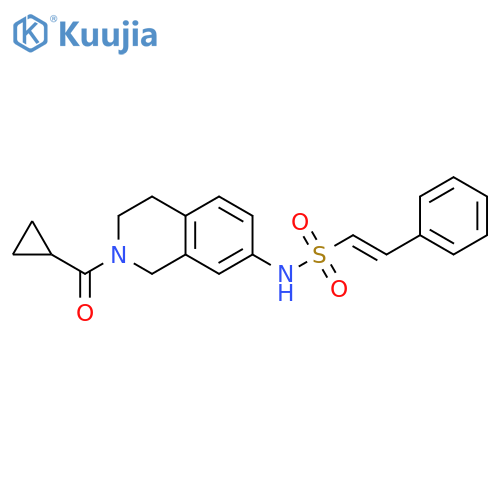 (E)-N-(2-cyclopropanecarbonyl-1,2,3,4-tetrahydroisoquinolin-7-yl)-2-phenylethene-1-sulfonamide structure
