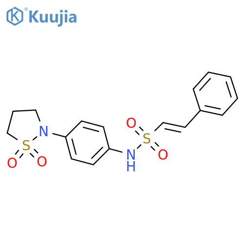 (E)-N-4-(1,1-dioxo-1lambda6,2-thiazolidin-2-yl)phenyl-2-phenylethene-1-sulfonamide structure