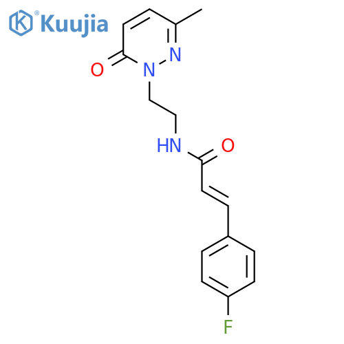 (2E)-3-(4-fluorophenyl)-N-2-(3-methyl-6-oxo-1,6-dihydropyridazin-1-yl)ethylprop-2-enamide structure