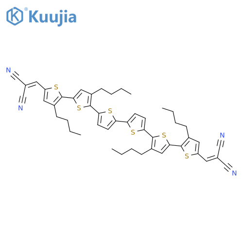 2,2'-(5',5''-(2,2'-bithiophene-5,5'-diyl)bis(3,4'-dibutyl-2,2'-bithiophene-5',5-diyl))bis(Methan-1-yl-1-ylidene)diMalononitrile structure
