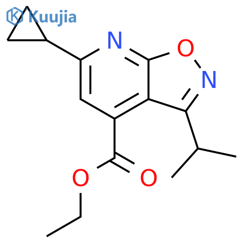 ethyl 6-cyclopropyl-3-(propan-2-yl)-1,2oxazolo5,4-bpyridine-4-carboxylate structure
