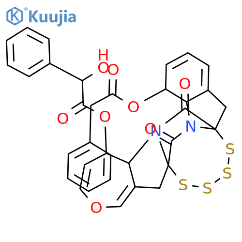 Benzeneacetic acid, a-hydroxy-,(5S,5aS,7aR,12S,12aS,14aR)-5,5a,12,12a-tetrahydro-7,14-dioxo-12-[(phenylacetyl)oxy]-8H,15H-7a,14a-epitetrathio-7H,14H-oxepino[3'',4'':4',5']pyrrolo[1',2':4,5]pyrazino[1,2-a]indol-5-ylester, (aR)- (9CI) structure