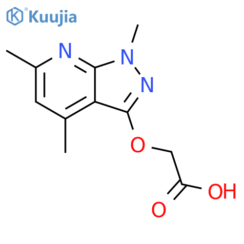 2-({1,4,6-trimethyl-1H-pyrazolo3,4-bpyridin-3-yl}oxy)acetic acid structure