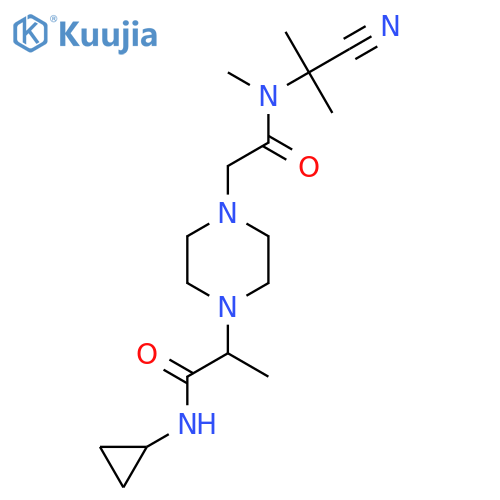 2-(4-{[(1-cyano-1-methylethyl)(methyl)carbamoyl]methyl}piperazin-1-yl)-N-cyclopropylpropanamide structure