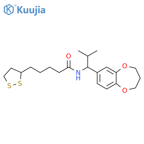 N-[1-(3,4-dihydro-2H-1,5-benzodioxepin-7-yl)-2-methylpropyl]-5-(1,2-dithiolan-3-yl)pentanamide structure