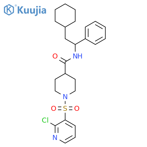 1-[(2-chloropyridin-3-yl)sulfonyl]-N-(2-cyclohexyl-1-phenylethyl)piperidine-4-carboxamide structure
