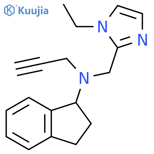 N-[(1-ethyl-1H-imidazol-2-yl)methyl]-N-(prop-2-yn-1-yl)-2,3-dihydro-1H-inden-1-amine structure