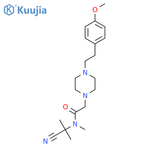N-(1-cyano-1-methylethyl)-2-{4-[2-(4-methoxyphenyl)ethyl]piperazin-1-yl}-N-methylacetamide structure