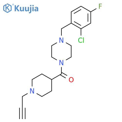 1-[(2-Chloro-4-fluorophenyl)methyl]-4-[1-(prop-2-yn-1-yl)piperidine-4-carbonyl]piperazine structure