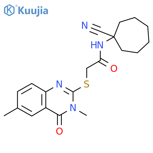 N-(1-cyanocycloheptyl)-2-[(3,6-dimethyl-4-oxo-3,4-dihydroquinazolin-2-yl)sulfanyl]acetamide structure