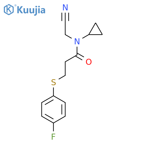 N-(cyanomethyl)-N-cyclopropyl-3-(4-fluorophenyl)sulfanylpropanamide structure