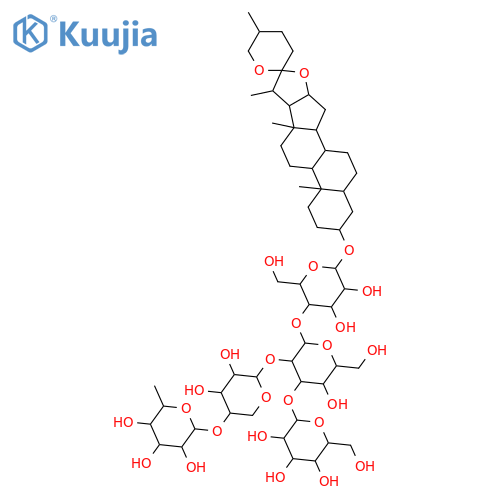 β-D-Galactopyranoside, (3β,5α,25R)-spirostan-3-yl O-6-deoxy-α-L-mannopyranosyl-(1→4)-O-β-D-xylopyranosyl-(1→2)-O-[β-D-glucopyranosyl-(1→3)]-O-β-D-glucopyranosyl-(1→4)- structure