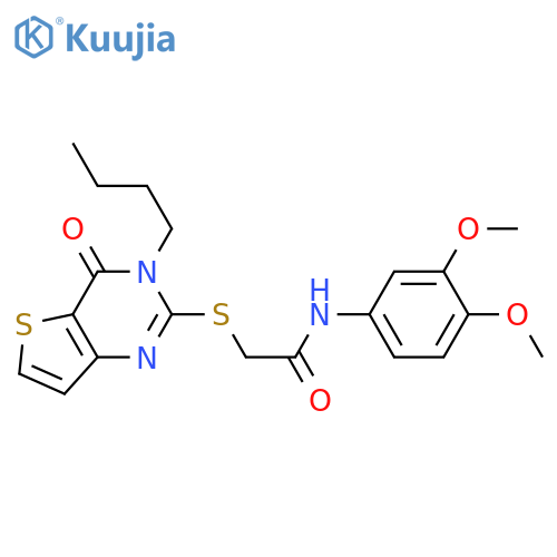 2-({3-butyl-4-oxo-3H,4H-thieno[3,2-d]pyrimidin-2-yl}sulfanyl)-N-(3,4-dimethoxyphenyl)acetamide structure
