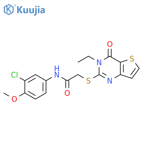 N-(3-chloro-4-methoxyphenyl)-2-({3-ethyl-4-oxo-3H,4H-thieno[3,2-d]pyrimidin-2-yl}sulfanyl)acetamide structure
