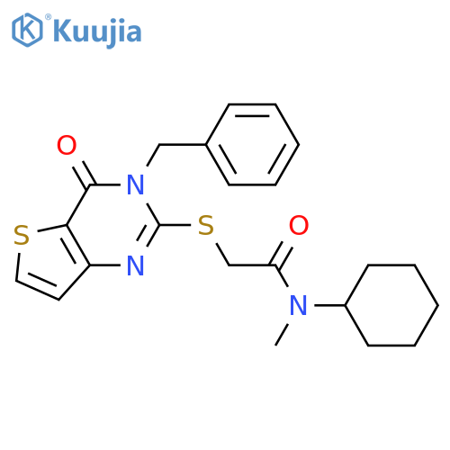 2-({3-benzyl-4-oxo-3H,4H-thieno[3,2-d]pyrimidin-2-yl}sulfanyl)-N-cyclohexyl-N-methylacetamide structure