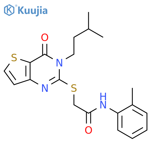 2-{[3-(3-methylbutyl)-4-oxo-3H,4H-thieno[3,2-d]pyrimidin-2-yl]sulfanyl}-N-(2-methylphenyl)acetamide structure