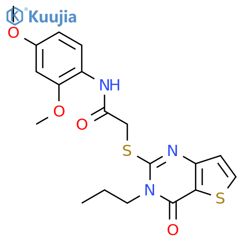 N-(2,4-dimethoxyphenyl)-2-({4-oxo-3-propyl-3H,4H-thieno[3,2-d]pyrimidin-2-yl}sulfanyl)acetamide structure