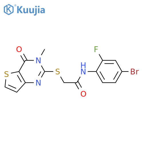 N-(4-bromo-2-fluorophenyl)-2-({3-methyl-4-oxo-3H,4H-thieno[3,2-d]pyrimidin-2-yl}sulfanyl)acetamide structure