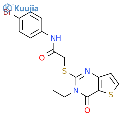 N-(4-bromophenyl)-2-({3-ethyl-4-oxo-3H,4H-thieno[3,2-d]pyrimidin-2-yl}sulfanyl)acetamide structure