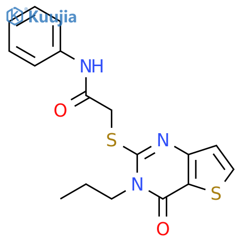 2-({4-oxo-3-propyl-3H,4H-thieno[3,2-d]pyrimidin-2-yl}sulfanyl)-N-phenylacetamide structure