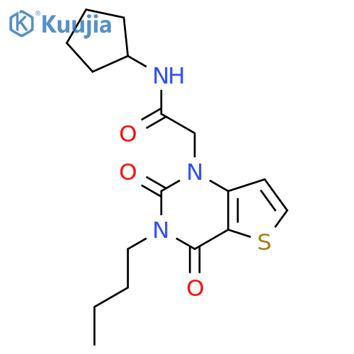 2-{3-butyl-2,4-dioxo-1H,2H,3H,4H-thieno[3,2-d]pyrimidin-1-yl}-N-cyclopentylacetamide structure