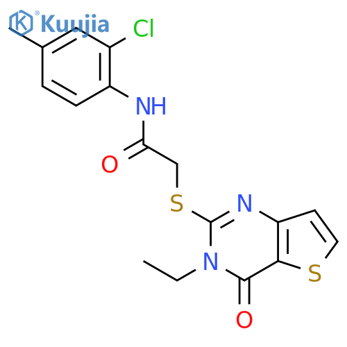 N-(2-chloro-4-methylphenyl)-2-({3-ethyl-4-oxo-3H,4H-thieno[3,2-d]pyrimidin-2-yl}sulfanyl)acetamide structure