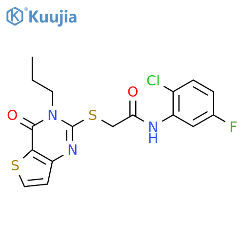 N-(2-chloro-5-fluorophenyl)-2-({4-oxo-3-propyl-3H,4H-thieno[3,2-d]pyrimidin-2-yl}sulfanyl)acetamide structure