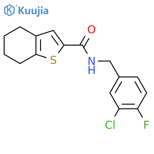 N-[(3-chloro-4-fluorophenyl)methyl]-4,5,6,7-tetrahydro-1-benzothiophene-2-carboxamide structure