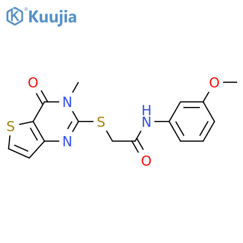 N-(3-methoxyphenyl)-2-({3-methyl-4-oxo-3H,4H-thieno[3,2-d]pyrimidin-2-yl}sulfanyl)acetamide structure