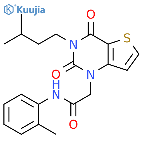 2-[3-(3-methylbutyl)-2,4-dioxo-1H,2H,3H,4H-thieno[3,2-d]pyrimidin-1-yl]-N-(2-methylphenyl)acetamide structure