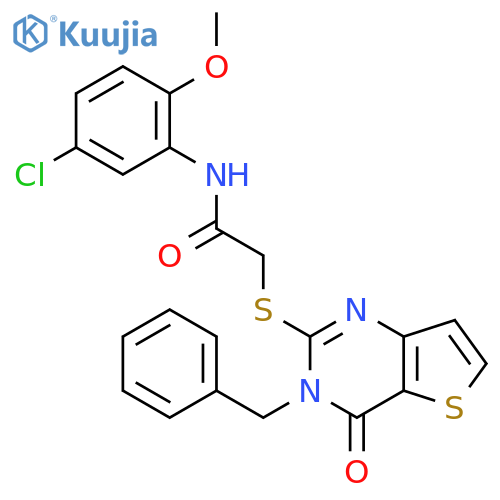 2-({3-benzyl-4-oxo-3H,4H-thieno[3,2-d]pyrimidin-2-yl}sulfanyl)-N-(5-chloro-2-methoxyphenyl)acetamide structure