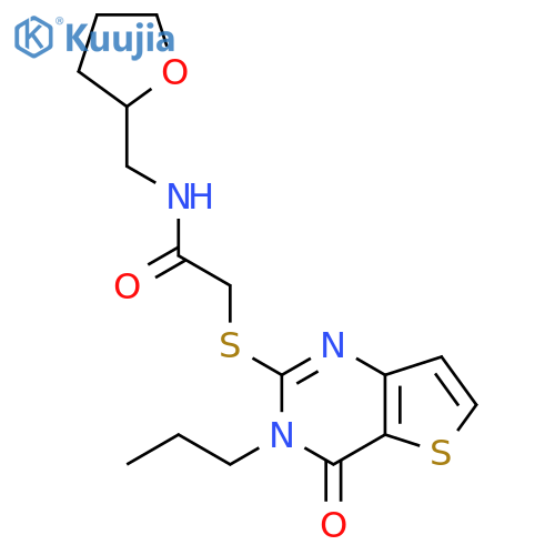 2-({4-oxo-3-propyl-3H,4H-thieno[3,2-d]pyrimidin-2-yl}sulfanyl)-N-[(oxolan-2-yl)methyl]acetamide structure
