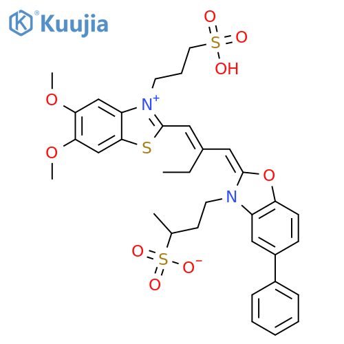 Benzoxazolium,2-[2-[[5,6-dimethoxy-3-(3-sulfopropyl)-2(3H)-benzothiazolylidene]methyl]-1-buten-1-yl]-5-phenyl-3-(3-sulfobutyl)-,inner salt structure