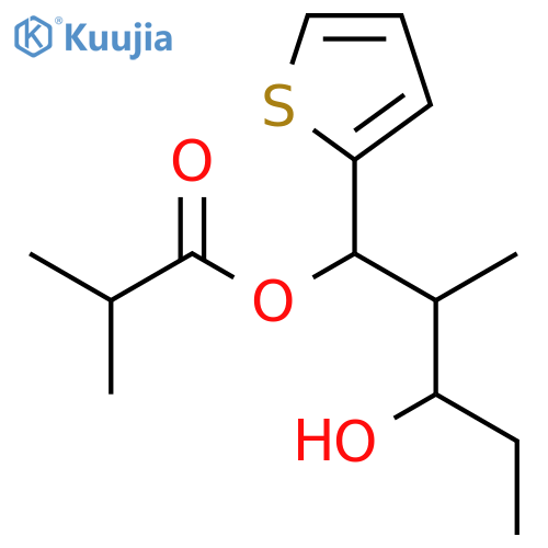 Propanoic acid, 2-methyl-, (1R,2R,3S)-3-hydroxy-2-methyl-1-(2-thienyl)pentyl ester, rel- structure