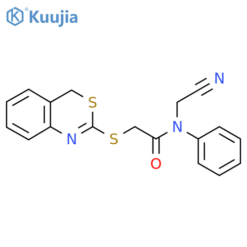 2-(4H-3,1-benzothiazin-2-ylsulfanyl)-N-(cyanomethyl)-N-phenylacetamide structure