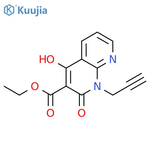 Ethyl 4-hydroxy-2-oxo-1-(prop-2-ynyl)-1,2-dihydro-1,8-naphthyridine-3-carboxylate structure