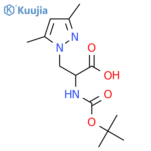 2-{(tert-butoxy)carbonylamino}-3-(3,5-dimethyl-1H-pyrazol-1-yl)propanoic acid structure