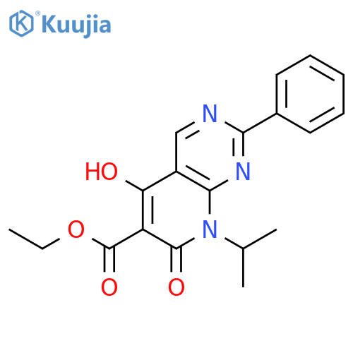 Ethyl 5-hydroxy-8-isopropyl-7-oxo-2-phenyl-7,8-dihydropyrido[2,3-d]pyrimidine-6-carboxylate structure