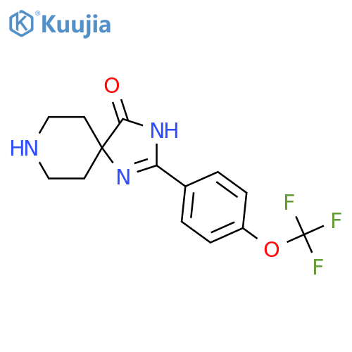 2-[4-(trifluoromethoxy)phenyl]-1,3,8-triazaspiro[4.5]dec-1-en-4-one structure
