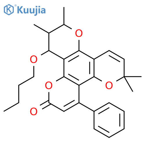 (10R,11S,12R)-12-butoxy-11,12-dihydro-6,6,10,11-tetramethyl-4-phenyl-2H,6H,10H-dipyrano[2,3-f:2',3'-h]chromen-2-one structure