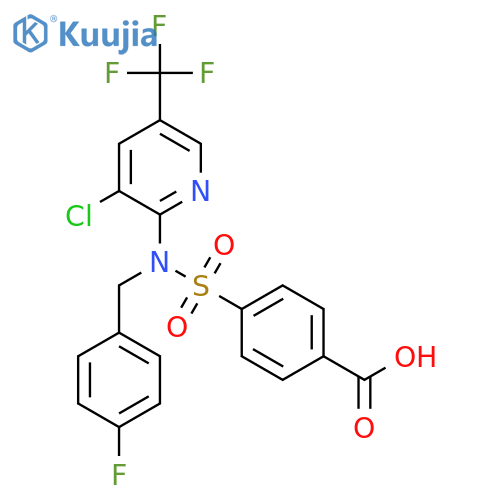 4-[[3-Chloro-5-(trifluoromethyl)pyridin-2-yl]-[(4-fluorophenyl)methyl]sulfamoyl]benzoic acid structure