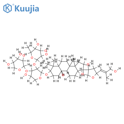 (3beta,20xi,21S,23S,24E)-20,21,26-trihydroxy-19-oxo-21,23-epoxydammar-24-en-3-yl 6-deoxy-alpha-L-mannopyranosyl-(1->2)-[beta-D-xylopyranosyl-(1->3)]-alpha-L-arabinopyranoside structure