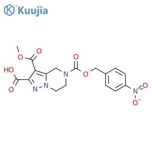 3-(Methoxycarbonyl)-5-((4-nitrobenzyloxy)carbonyl)-4,5,6,7-tetrahydropyrazolo1,5-apyrazine-2-carboxylic acid structure