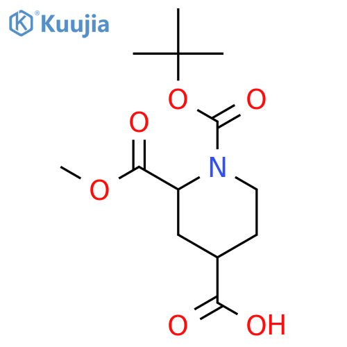 1-[(tert-butoxy)carbonyl]-2-(methoxycarbonyl)piperidine-4-carboxylic acid structure