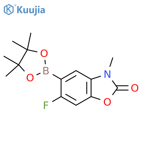 6-fluoro-3-methyl-5-(4,4,5,5-tetramethyl-1,3,2-dioxaborolan-2-yl)-1,3-benzoxazol-2-one structure