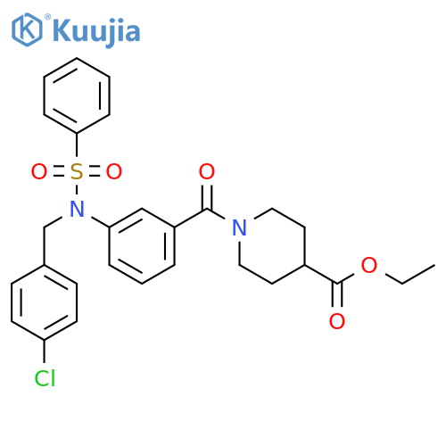 N-{3-[benzenesulfonyl-(4-chloro-benzyl)-amino]-benzoyl}-piperidine-4-carboxylic acid ethyl este structure
