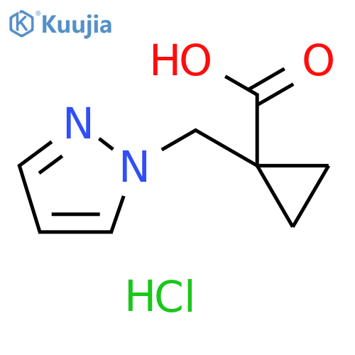 1-(1H-pyrazol-1-ylmethyl)cyclopropanecarboxylic acid hydrochloride structure