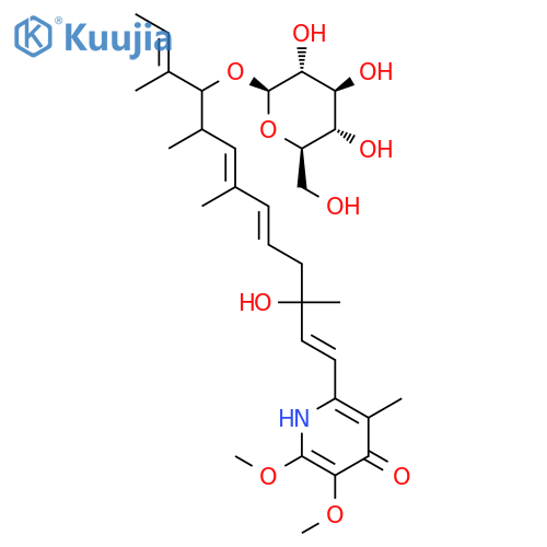 b-D-Glucopyranoside,8-hydroxy-10-(4-hydroxy-5,6-dimethoxy-3-methyl-2-pyridinyl)-2,4,8-trimethyl-1-(1-methyl-1-propenyl)-3,5,9-decatrienyl(9CI) structure