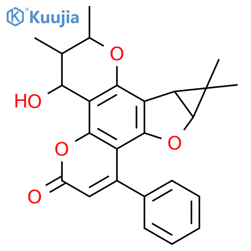 (2R,3R,4R)-3,4,10,10a-tetrahydro-4-hydroxy-2,3,10,10-tetramethyl-8-phenyl-2H,6H,9aH-cyclopropa[4,5]furo[2,3-f]pyrano[2,3-h]chromen-6-one structure